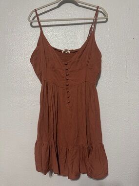 Aéropostale Brown Boho Tiered Button Front Mini Sundress Summer Dress XL